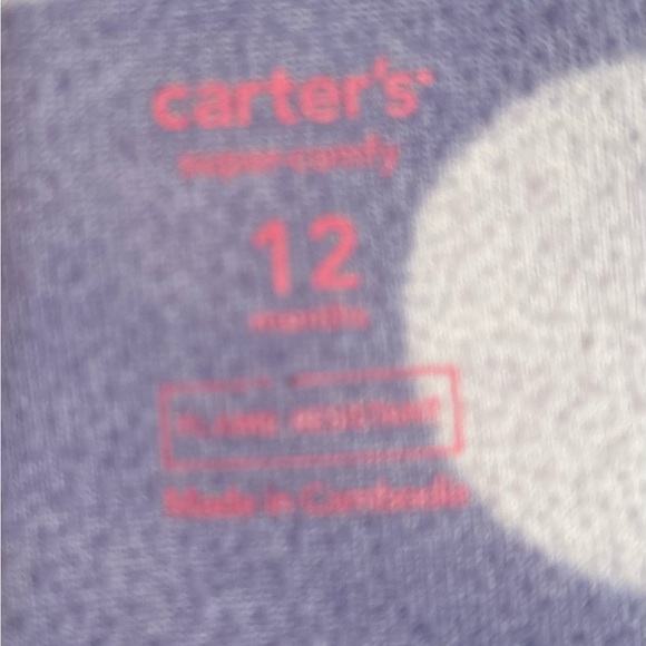 Carter’s Girls Size 12 Months Fleece Polar Bear Purple with Dots Footed Sleeper - Picture 4 of 4